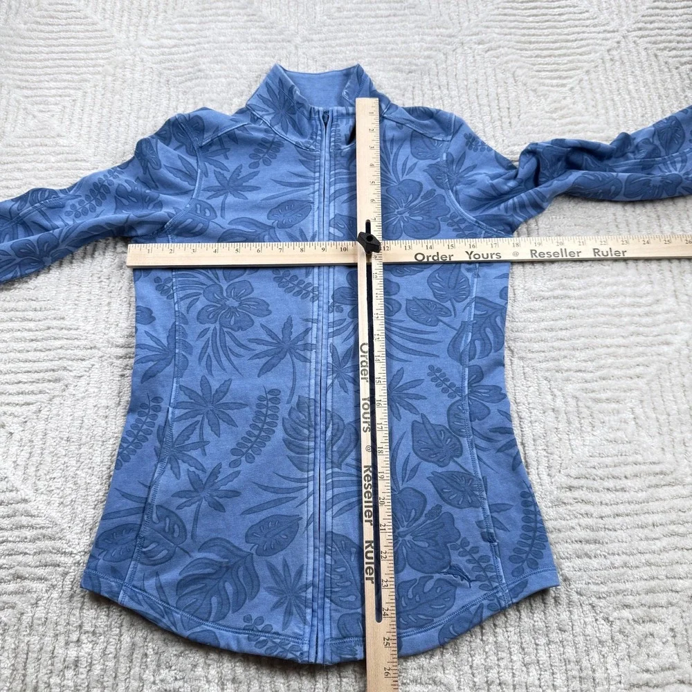Tommy Bahama Jacket Women's XS Blue Tropical Floral Zip Coastal Resort Wear Yoga - Picture 6 of 14